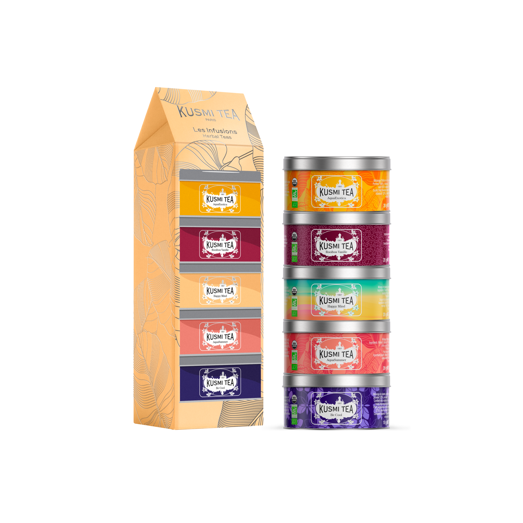 Organic Herbal Teas Gift Set – 5 Miniatures Loose Leaf Tea