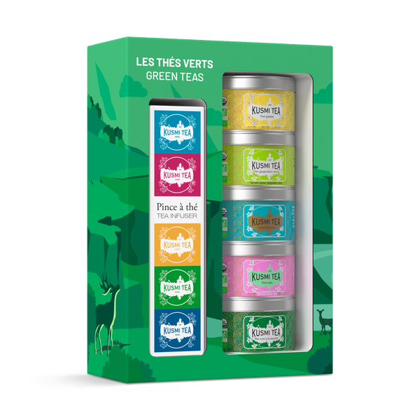 Coffret Les Thés verts bio avec une pince à thé