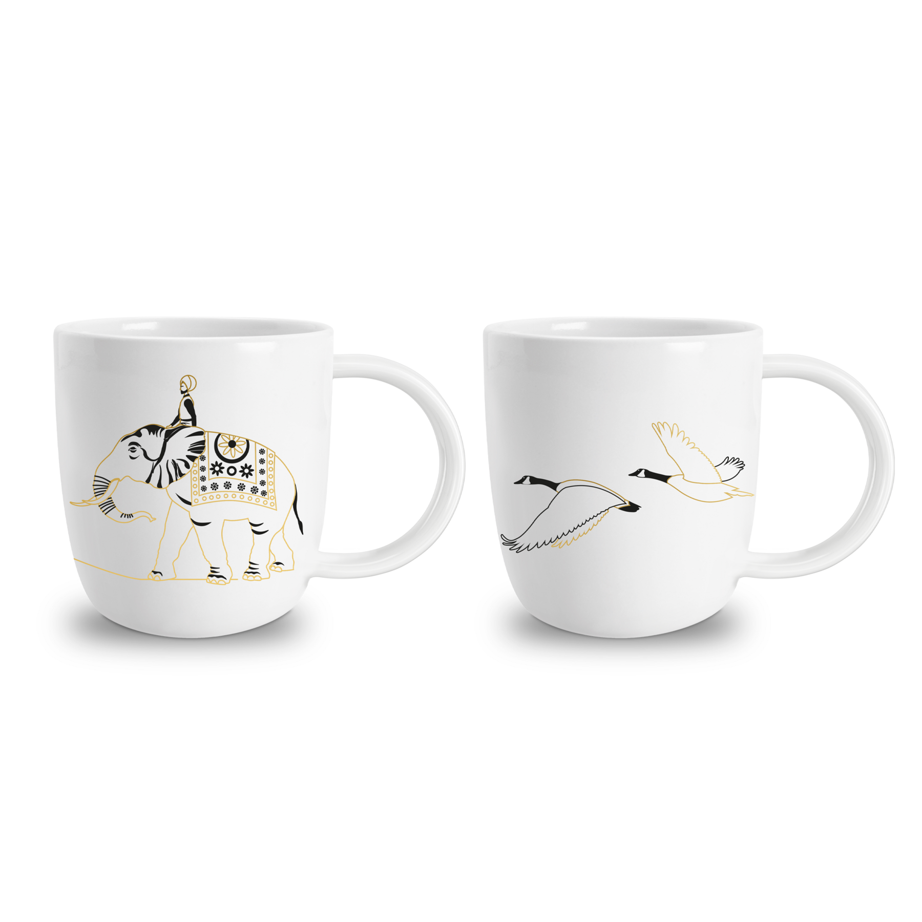 Set van twee porseleinen kopjes