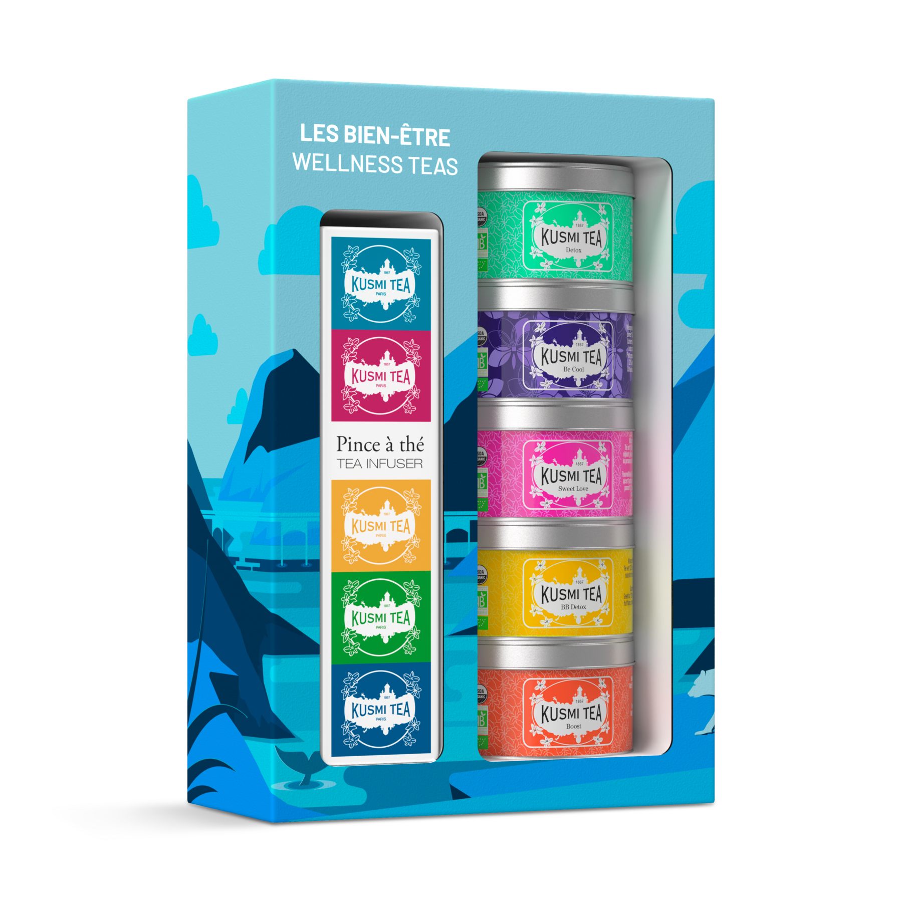 Wellness Teas Gift Set with Tea Infuser – Organic Green Tea, Mate