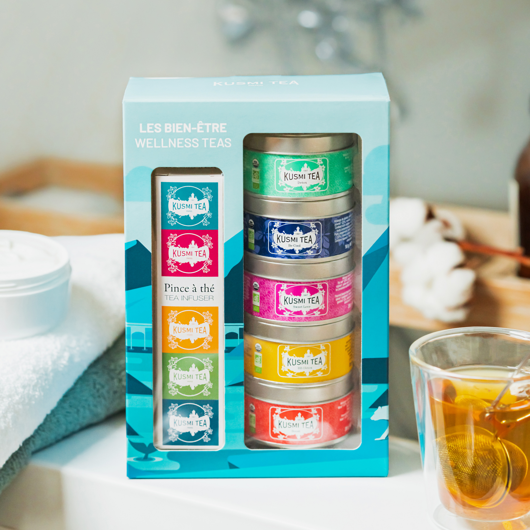 Caja Bienestar Bio con pinzas para té