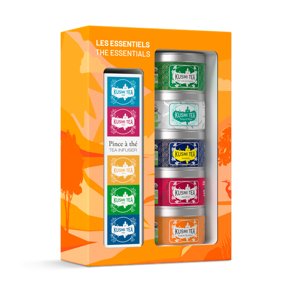 Coffret Les Essentiels bio avec une pince à thé