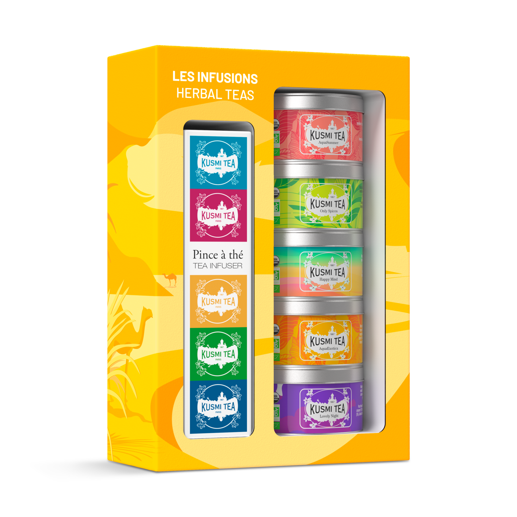 Coffret Les Infusions bio avec une pince à thé