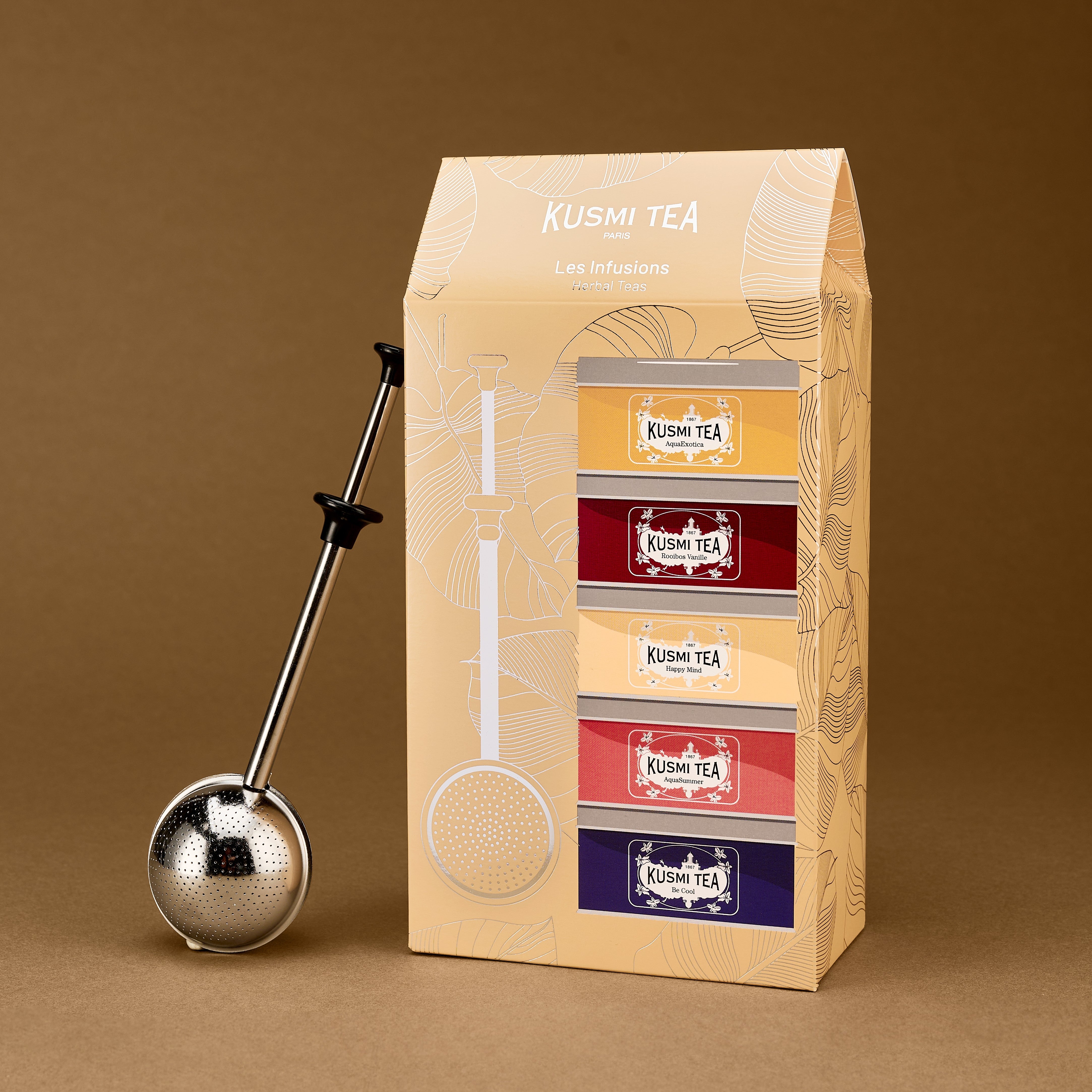 Organic Herbal Teas Gift Set – 5 Miniatures, Loose Leaf & Infuser