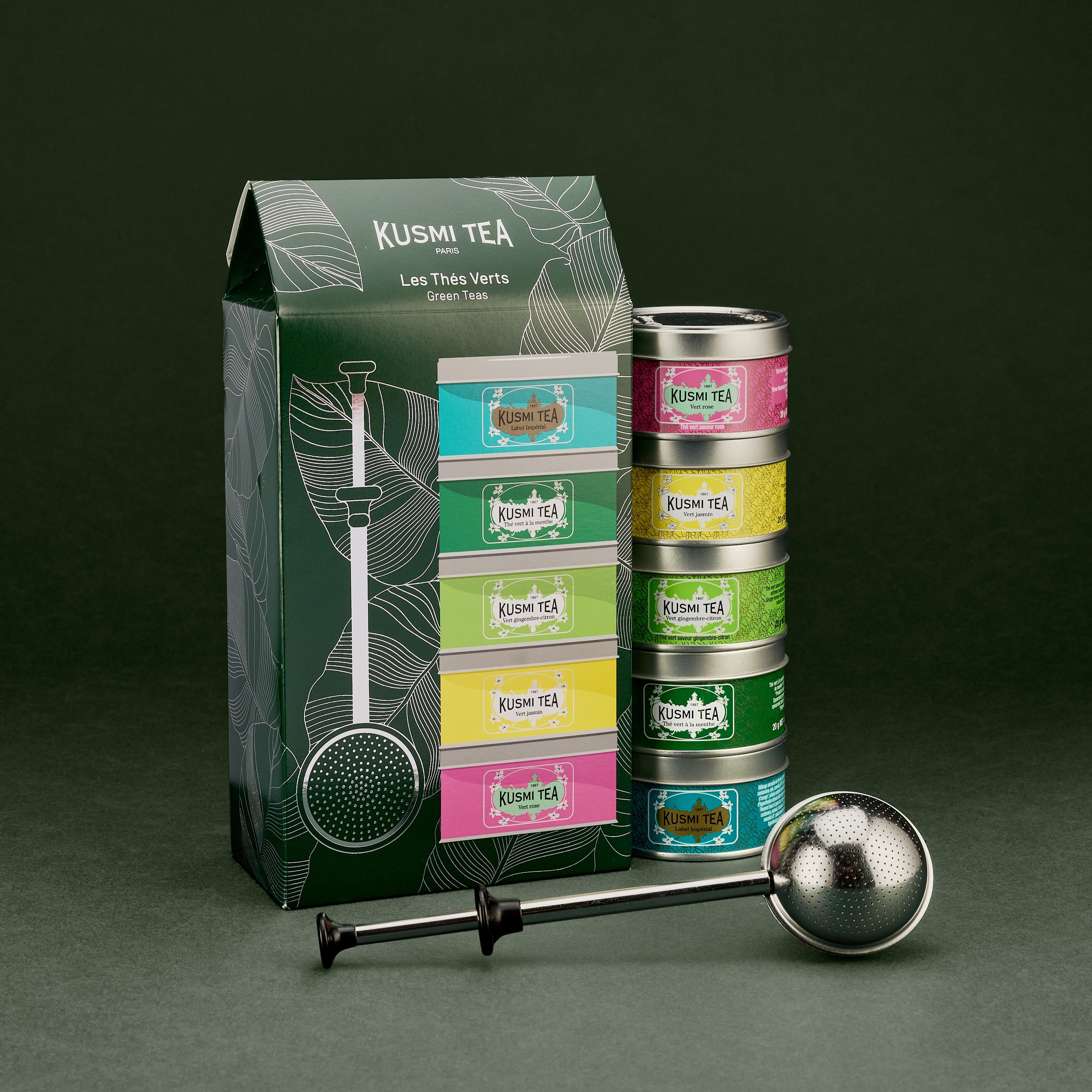 Organic Green Tea Gift Set – 5 Miniatures Loose Leaf with Infuser