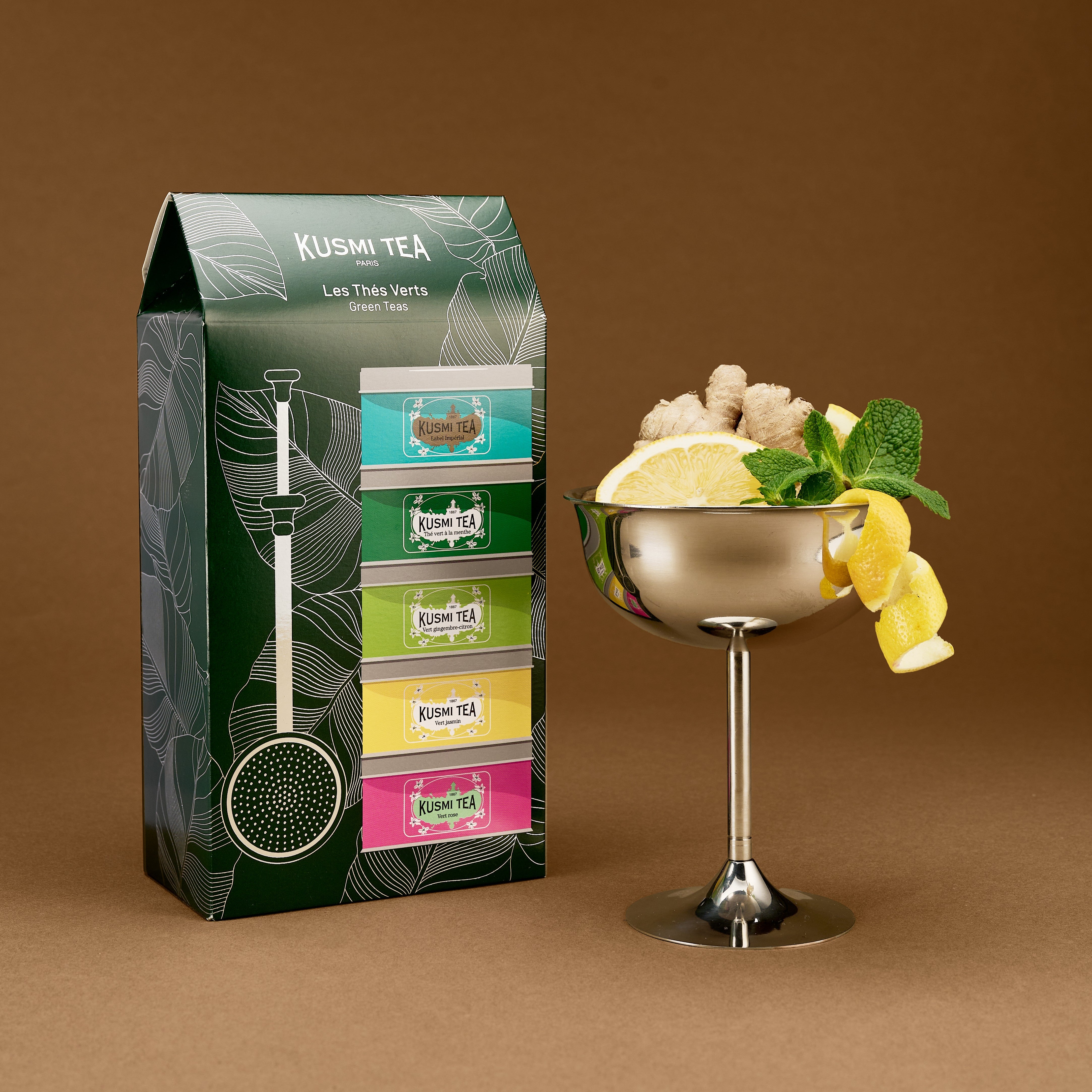 Organic Green Tea Gift Set – 5 Miniatures Loose Leaf with Infuser