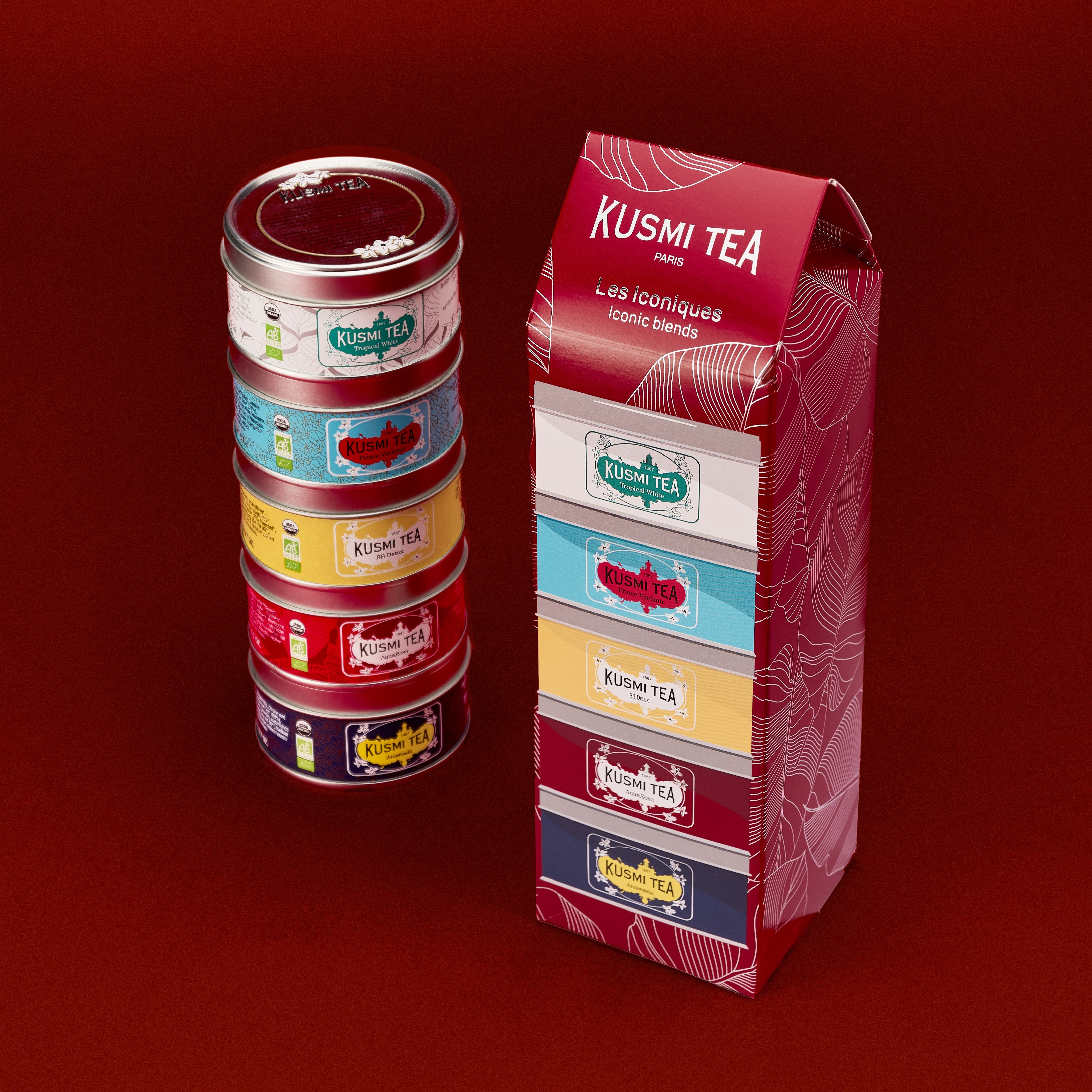 KUSMI TEA オーガニックティー 5種セット 100g Organic Black Tea Gift Set – 5 Miniatures Loose Leaf Tea