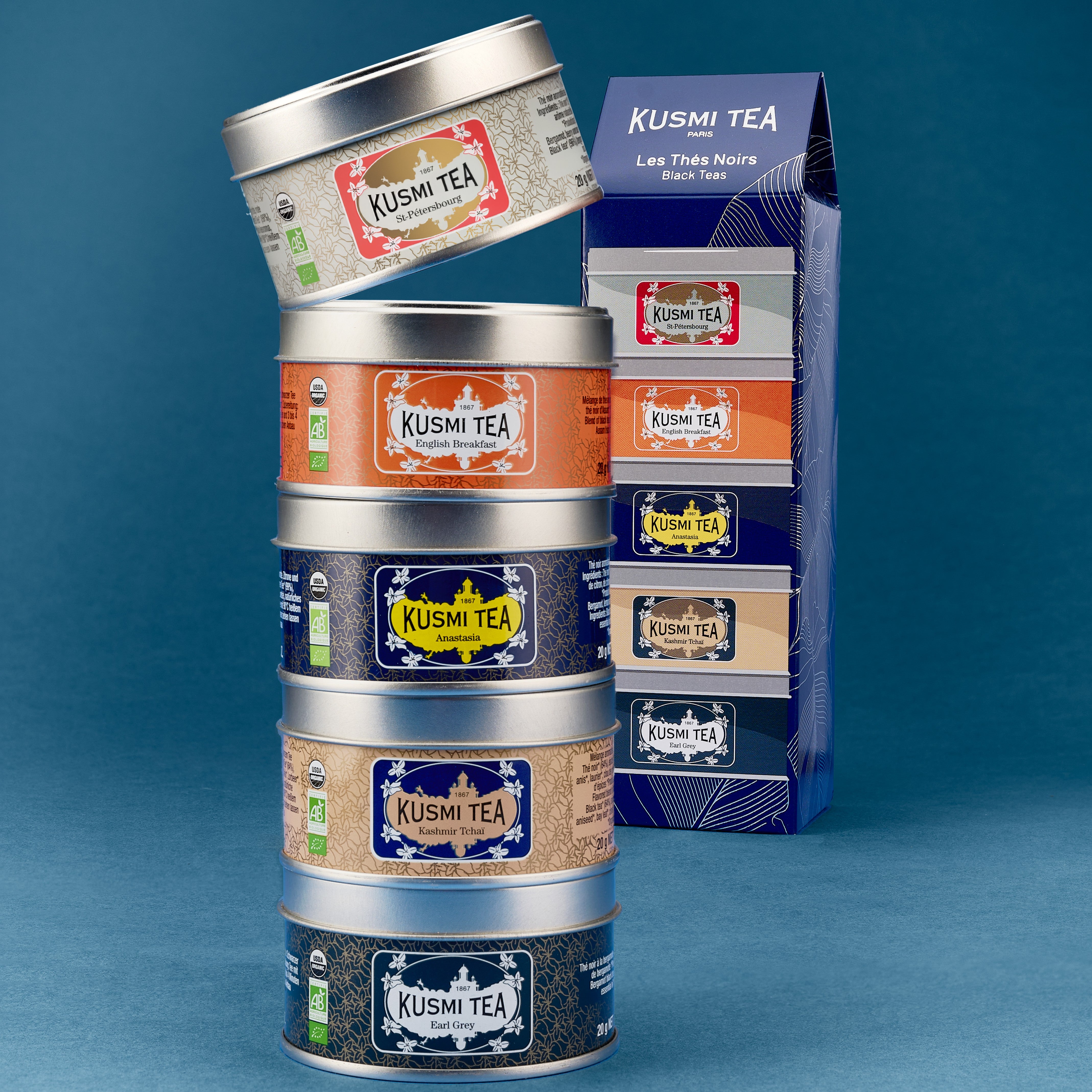 KUSMI TEA オーガニックティー 5種セット 100g Organic Black Tea Gift Set – 5 Miniatures Loose Leaf Tea