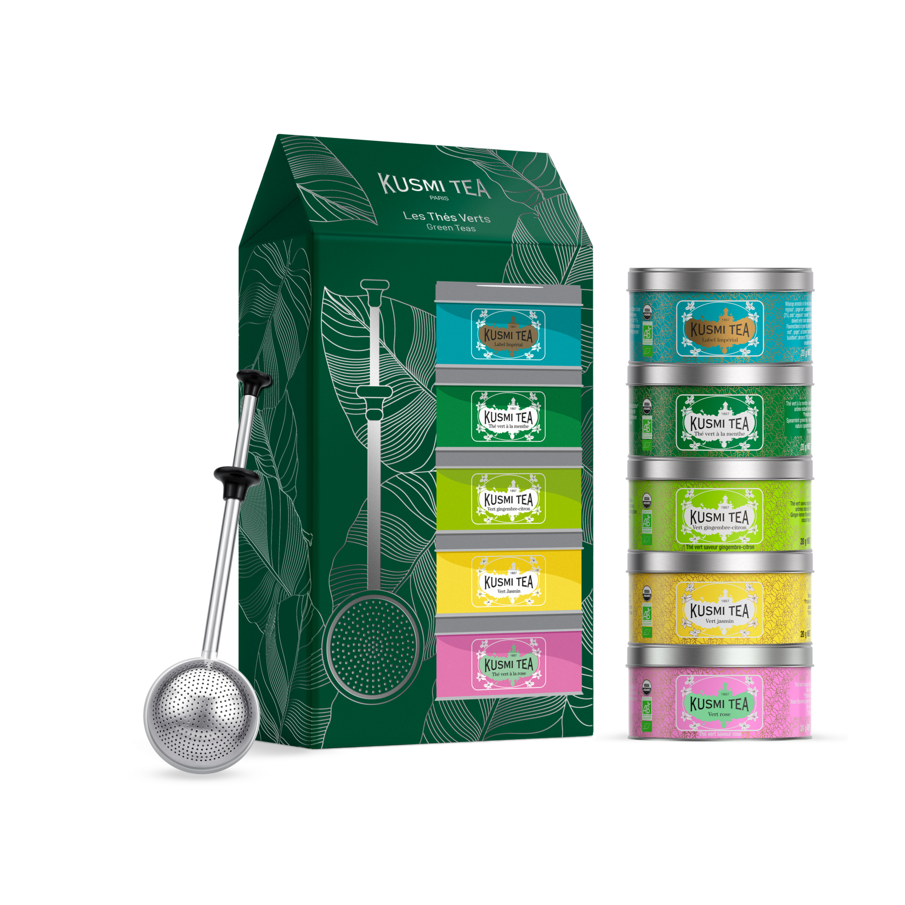 Caja de Té Verde Bio con infusor de té