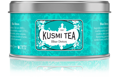Kusmi Tea Blue Detox - 3.5 oz Loose Tea Tin - Organic Blend of Green Tea,  Mate & Pineapple-Flavored Herbs