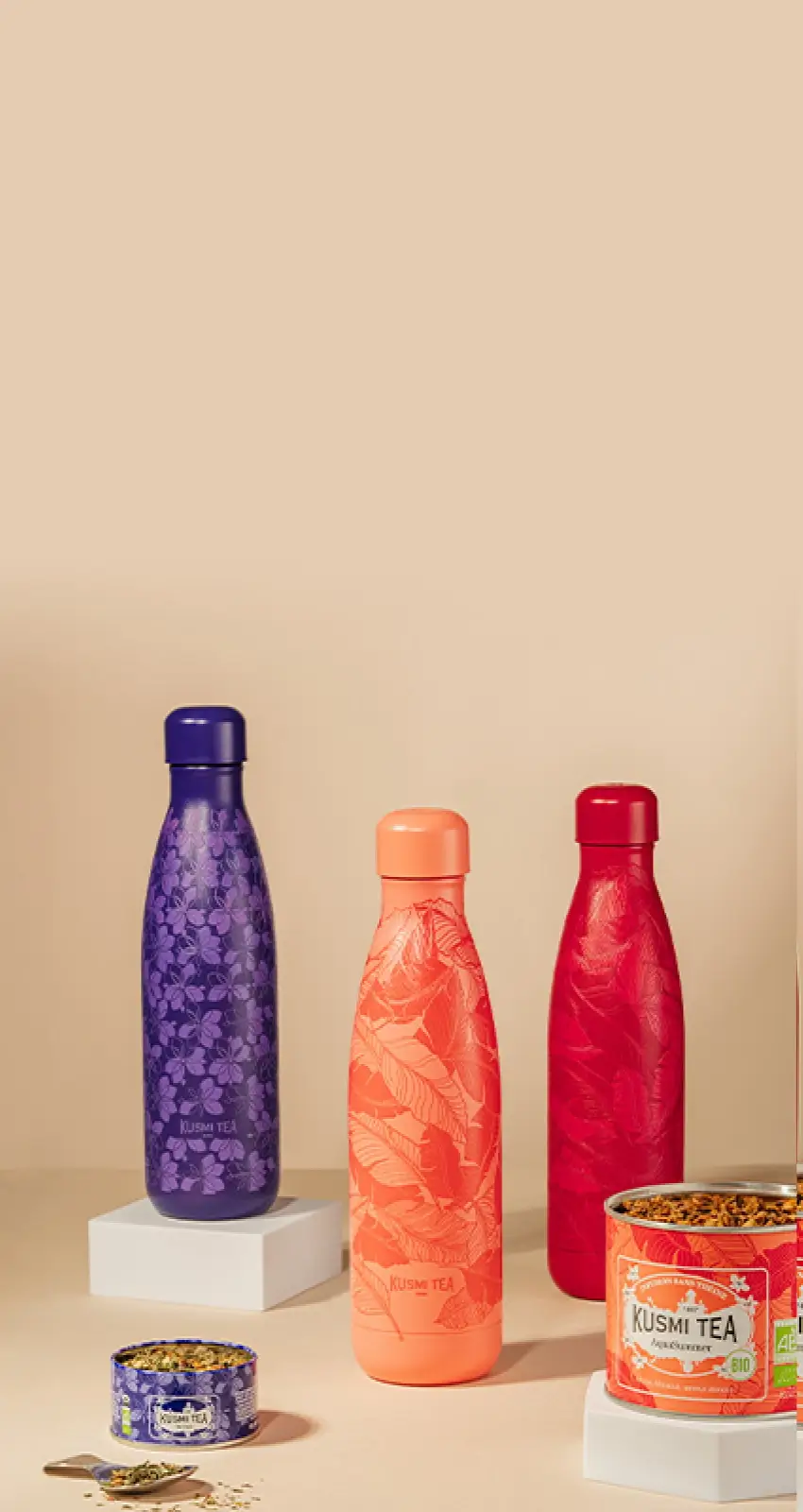 Klicken Sie auf "Jetzt entdecken", um unsere bunten Kräutertee-Flaschen zu entdecken.