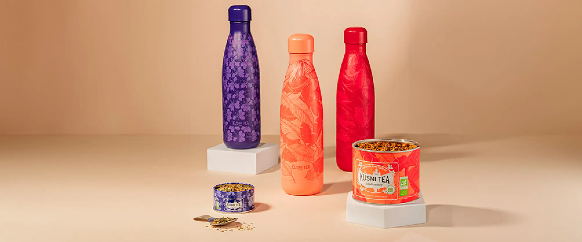 Click on "Discover now" to discover our colorful Kusmi Tea Bottles