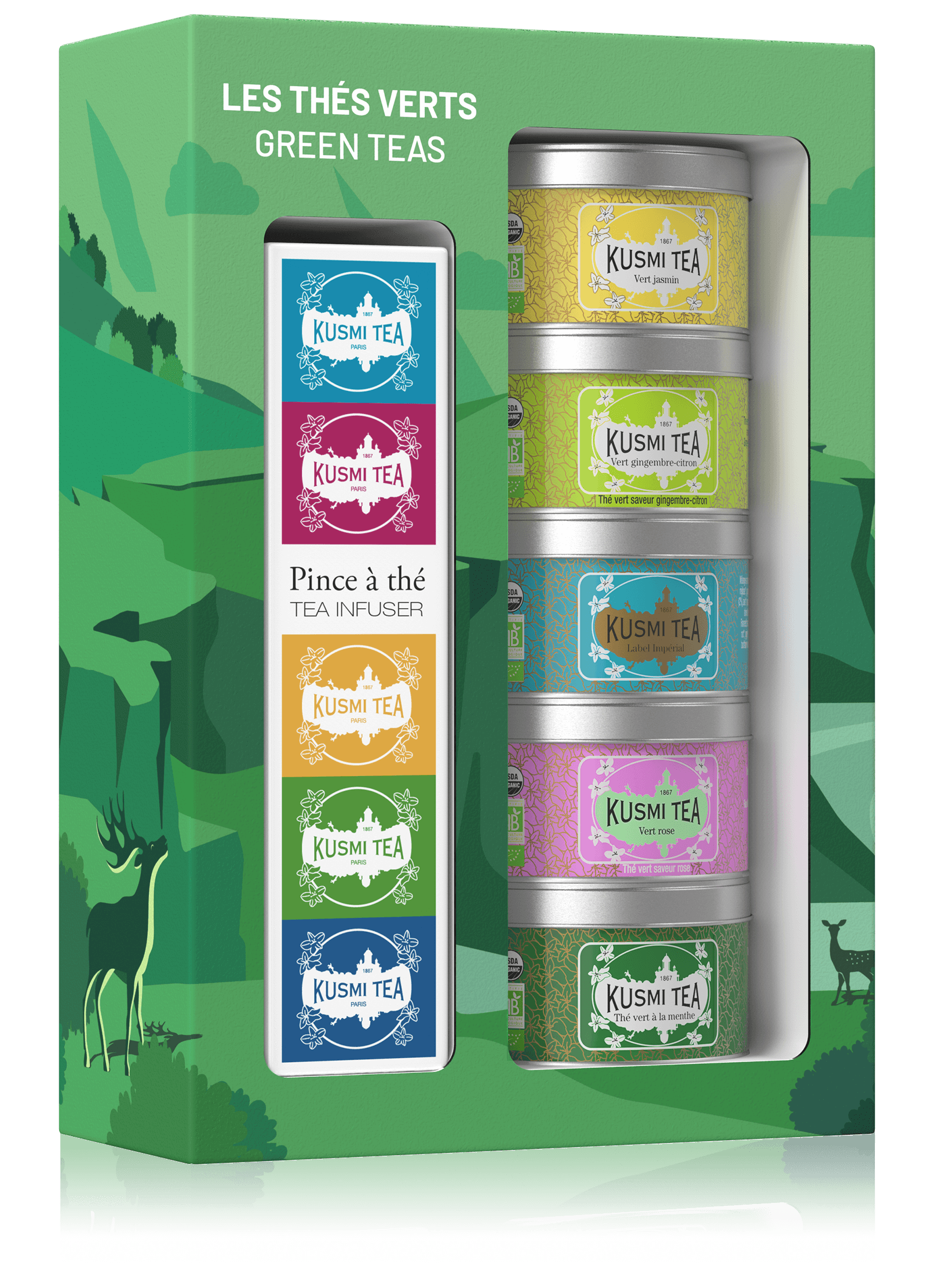 Green Teas gift set with a tea infuser (Organic) - Kusmi Tea