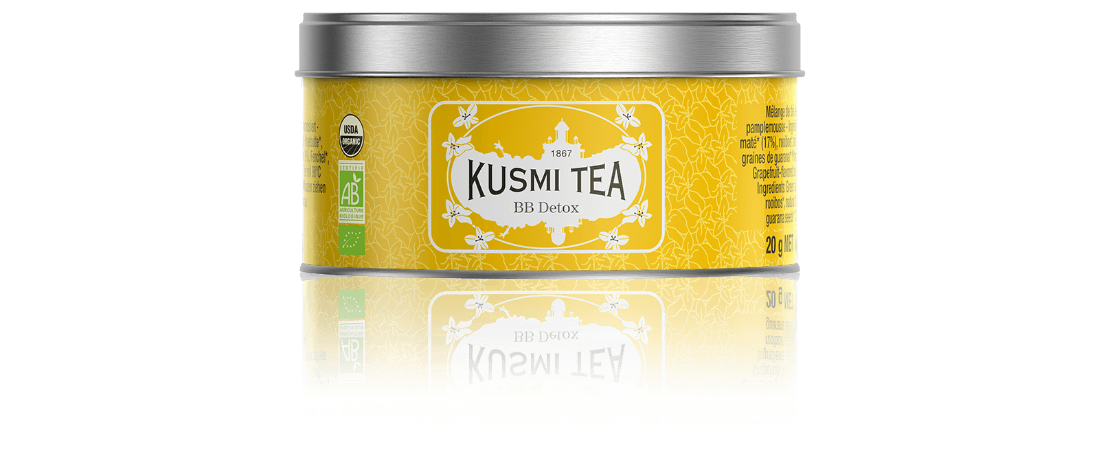 BB Detox bio - Mélange de thé vert, maté et plantes aromatisé pamplemousse - Boite à thé en vrac - Kusmi Tea