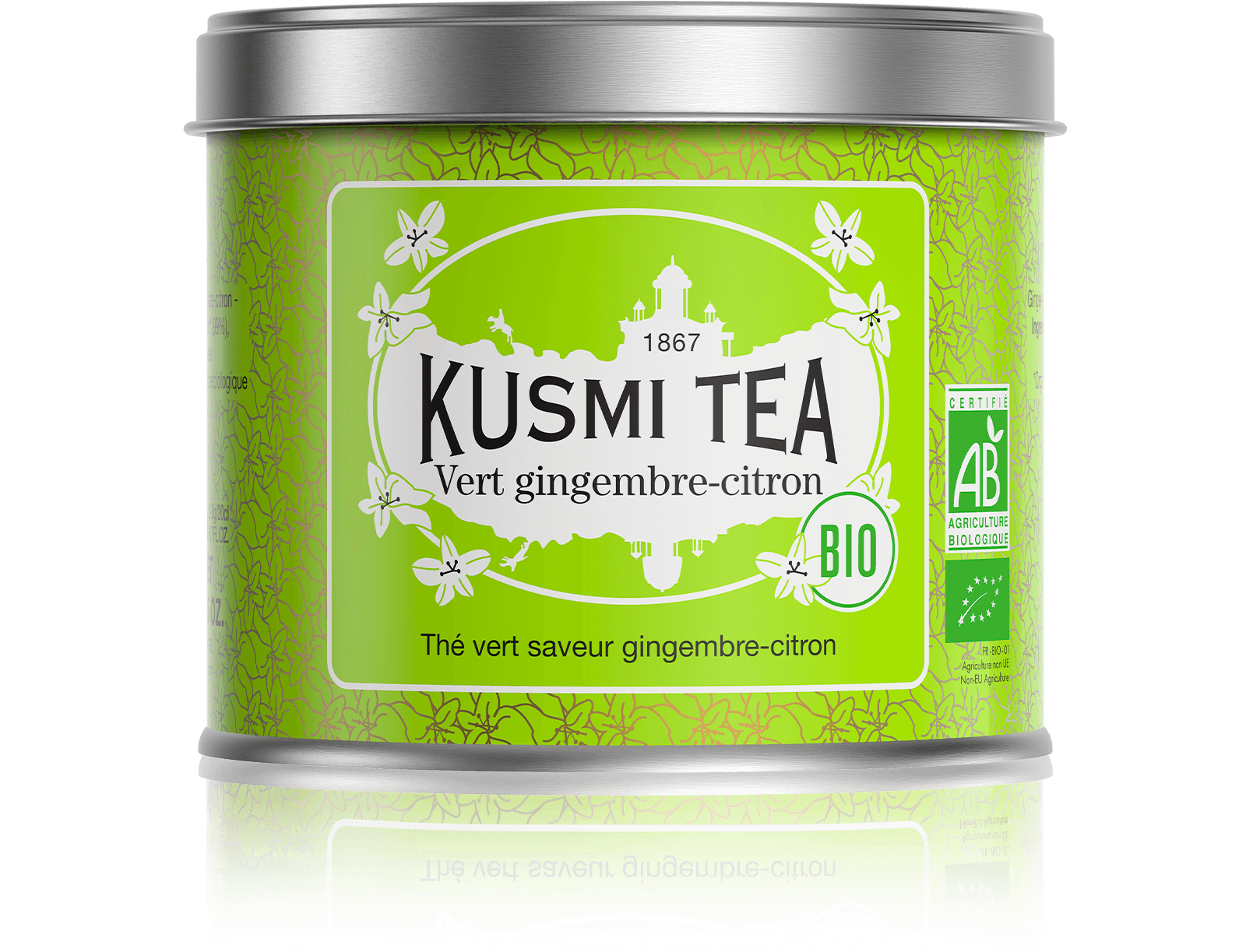 Vert gingembre-citron bio - Thé vert, gingembre, citron - Boîte de thé en vrac - Kusmi Tea