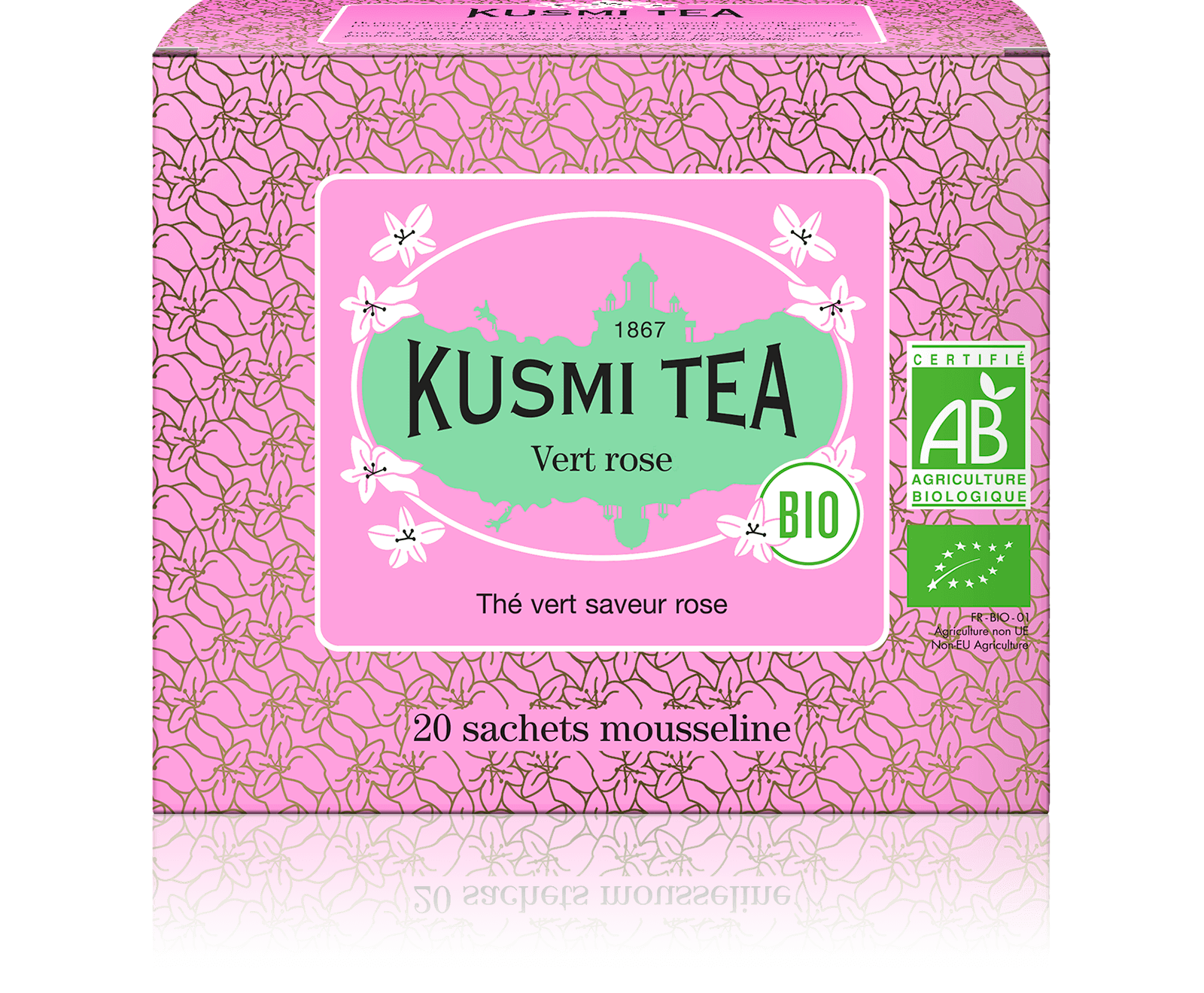 Thé vert à la rose - Sachets de Thé Bio - Vert rose bio - Kusmi Tea