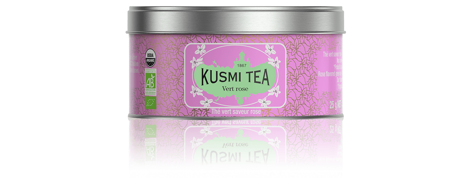 Vert rose bio - Thé vert saveur rose - Boite à thé en vrac - Kusmi Tea