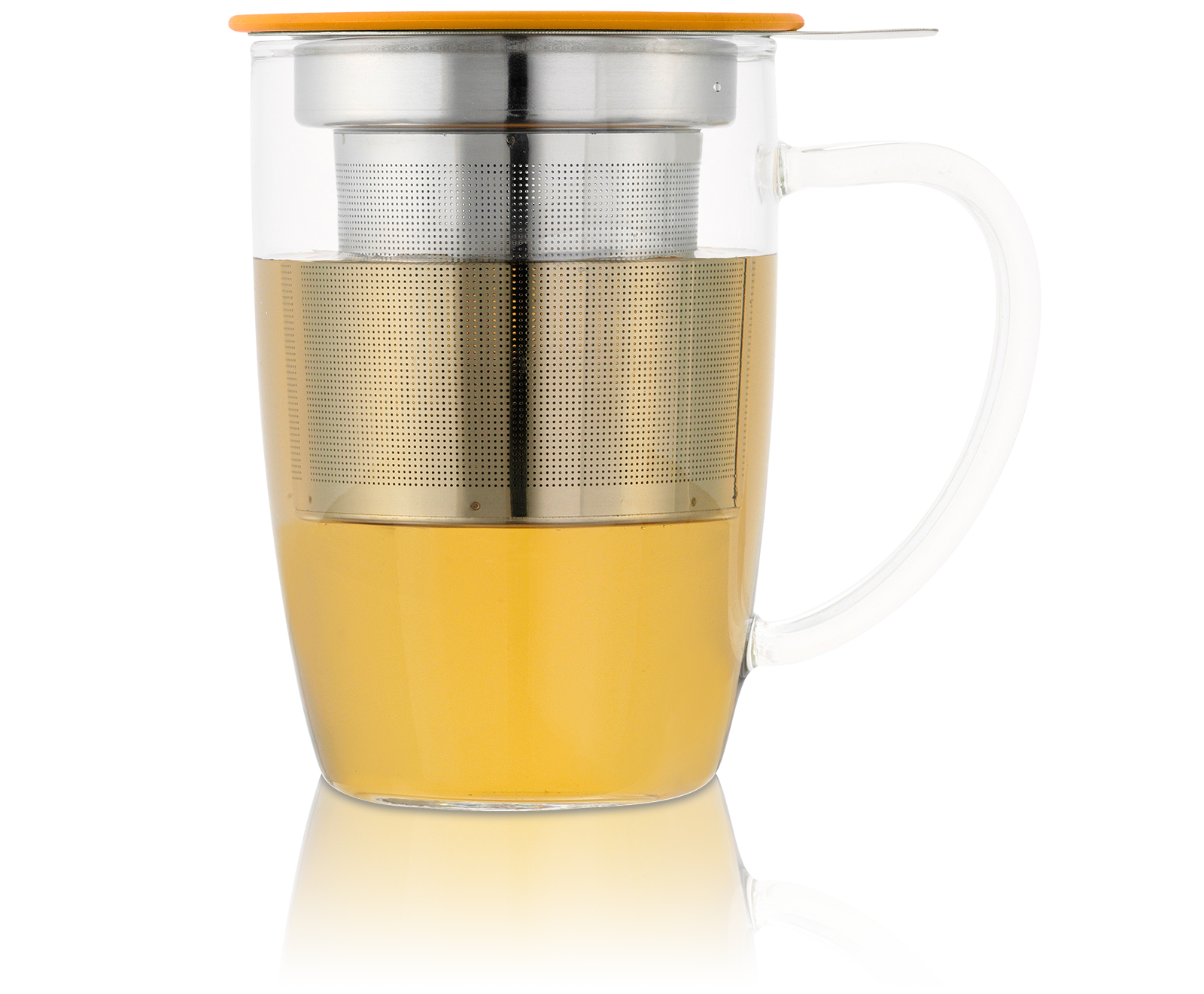 Mug Tisanière NewLeaf en verre avec filtre et couvercle mandarine
