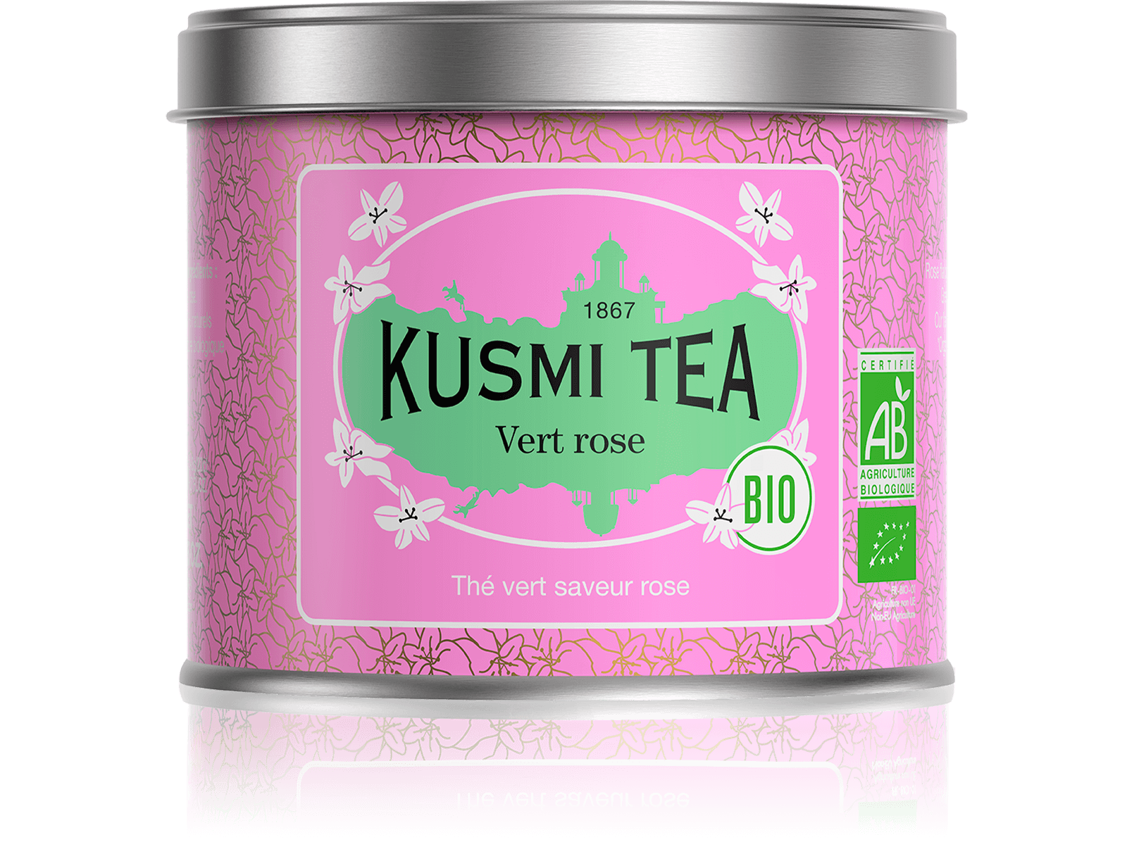 Vert rose bio - Thé vert à la rose - Boîte de thé en vrac - Kusmi Tea