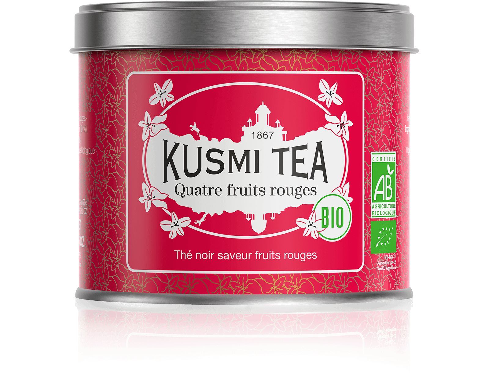 Quatre Fruits Rouges bio - Thé noir, fruits rouges - Boîte de thé en vrac - Kusmi Tea