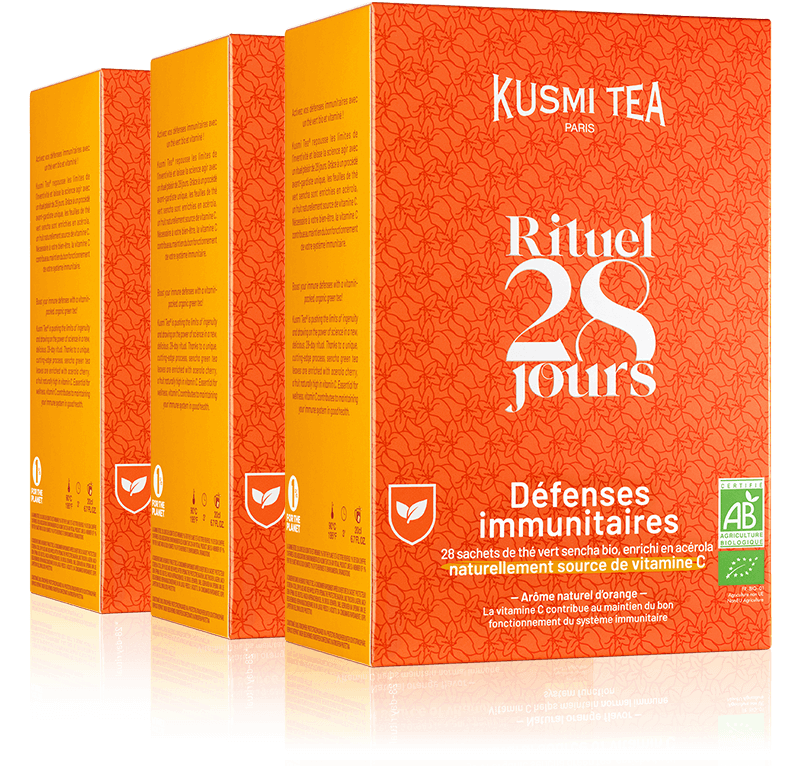 Rituel Défenses Immunitaires (lot de 3) - Thé vert sencha bio naturellement enrichi en vitamine C - Sachets de thé bio - Kusmi Tea