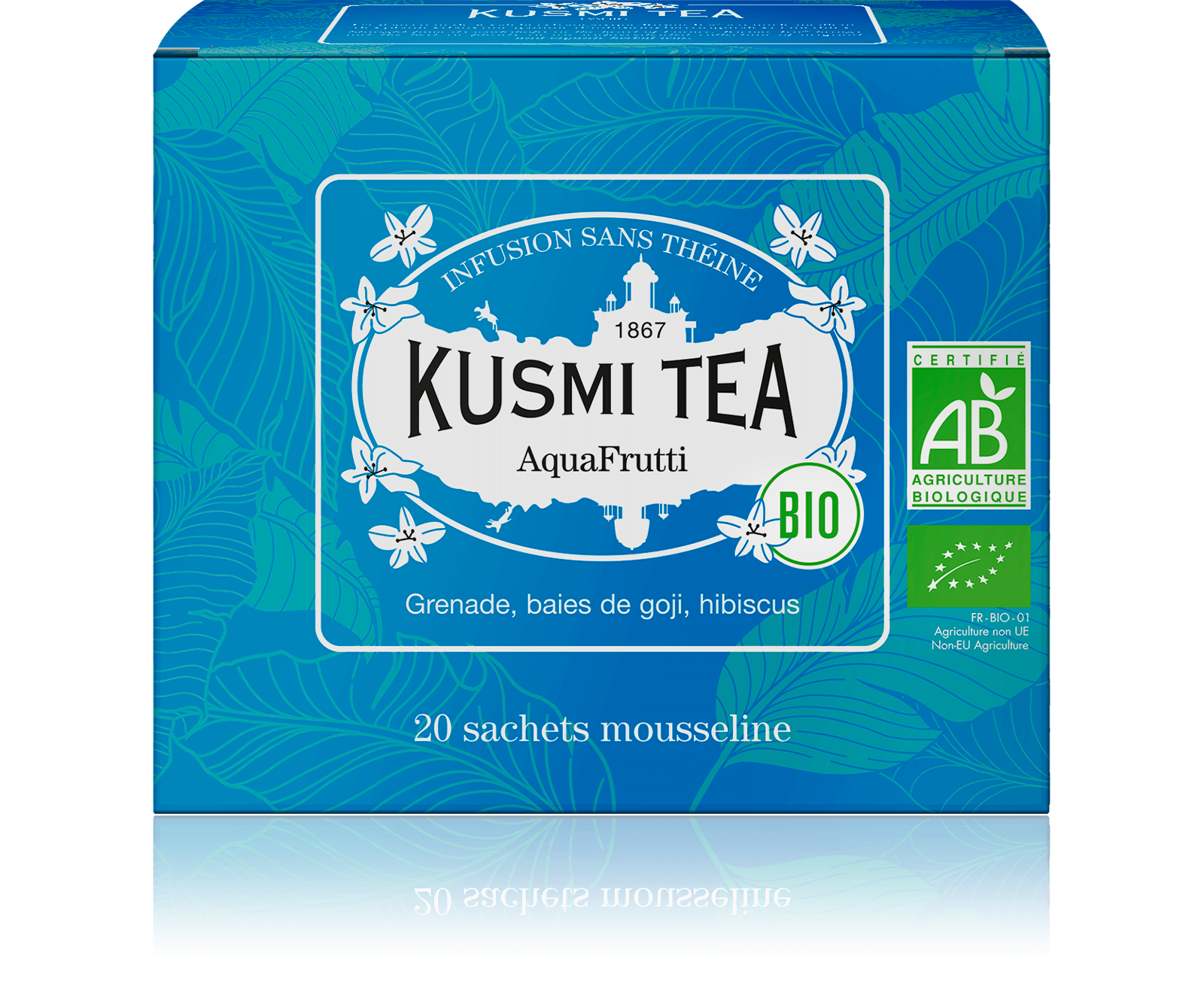 AquaFrutti Infusion de fruits bio - Infusion hibiscus, baies de goji - Sachets de thé - Kusmi Tea