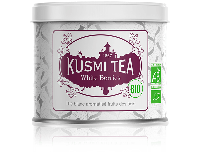 Thé blanc bio fraise, mûre, cassis - Boite 100g d'infusion Bio - White Berries bio - Kusmi Tea