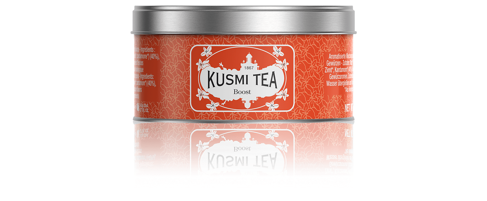 Boost bio - Mélange aromatisé de maté, thé vert et épices - Boite à thé en vrac - Kusmi Tea