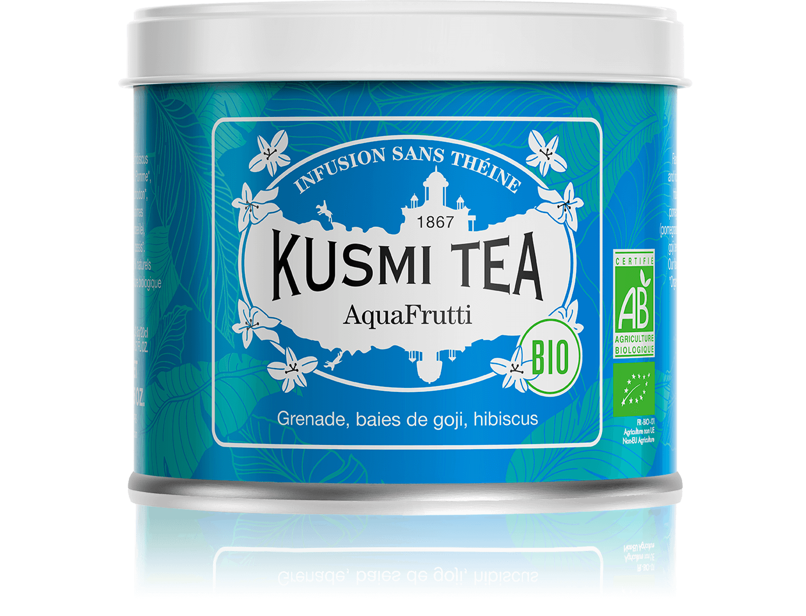 AquaFrutti Infusion de fruits bio - Infusion hibiscus, baies de goji - Boîte de thé en vrac - Kusmi Tea