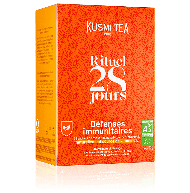 Rituel Défenses Immunitaires bio - Thé vert sencha bio enrichi en vitamine C - orange et acérola - 28 sachets de thé - Kusmi Tea