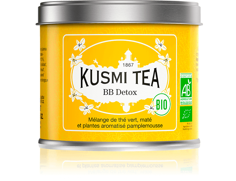 Kusmi Tea Blue Detox - 3.5 oz Loose Tea Tin - Organic Blend of Green Tea,  Mate & Pineapple-Flavored Herbs