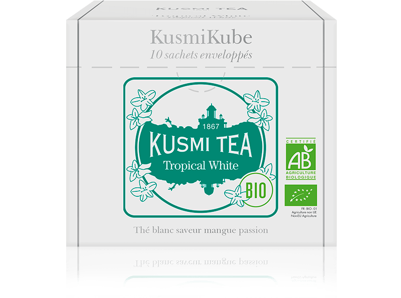 Tropical White bio - Thé blanc saveur mangue passion - Sachets de thé bio - Kusmi Tea