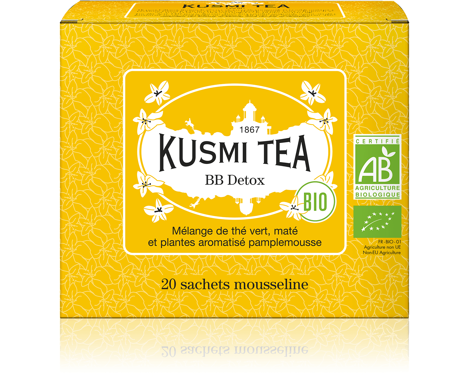 BB Detox bio - Mélange de thé vert, maté et plantes aromatisé pamplemousse - Sachets de thé bio - Kusmi Tea