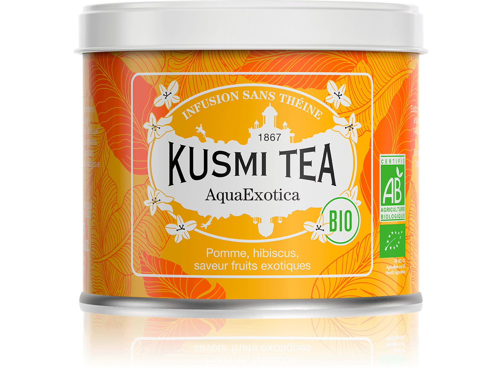 AquaExotica Infusion de fruits bio - Infusion hibiscus, mangue - Boîte de thé en vrac - Kusmi Tea