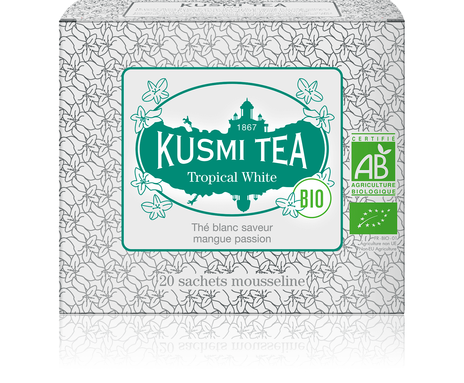 Tropical White bio - Thé blanc, mangue, passion - Sachets de thé bio - Kusmi Tea